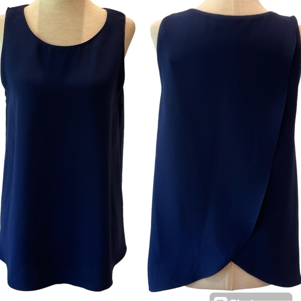 Amanda Uprichard Navy Sleeveless Top Split Back Size Small
